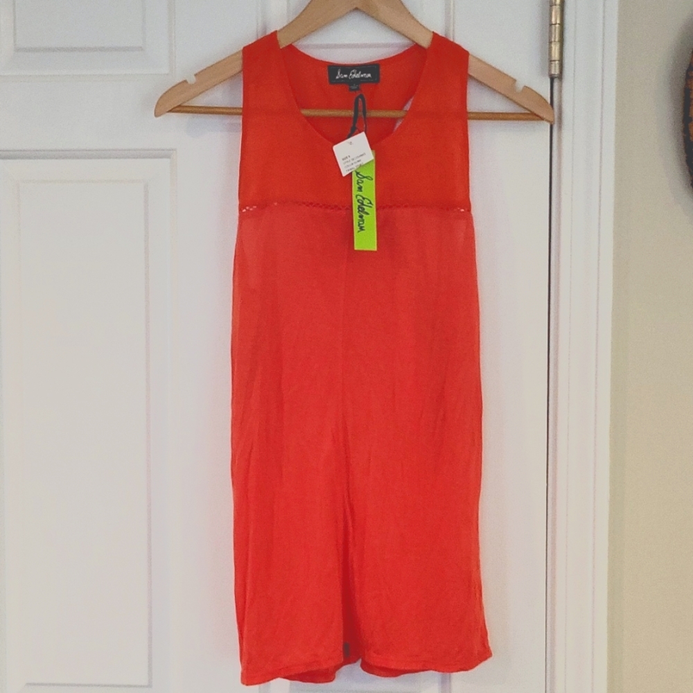 NWT Sam Edelman Open Back Tank Top  Orange Women's Size small